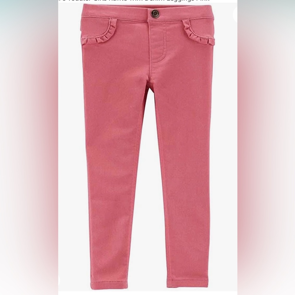 Carter's Girl Pink Coral Ruffle Pocket Skinny Pant Jeggings Sz 3t NWT